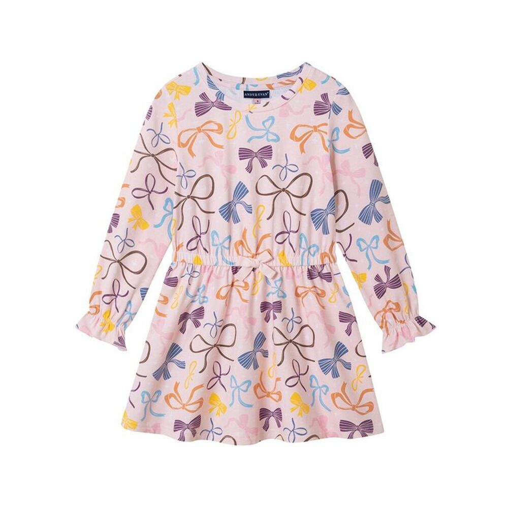Andy & Evan Girls  Bow Printed Jersey Dress, Pink